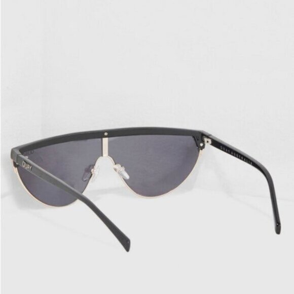 NWT Quay x Elle Ferguson black & gold frame tinted black shield lens sunglasses - Picture 9 of 16